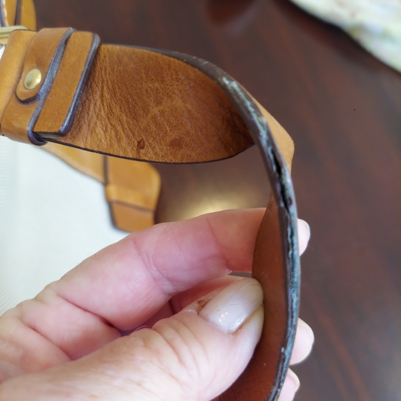 Michael Kors Classic Handbag Tan Leather & Beige Cloth - Picture 5 of 17